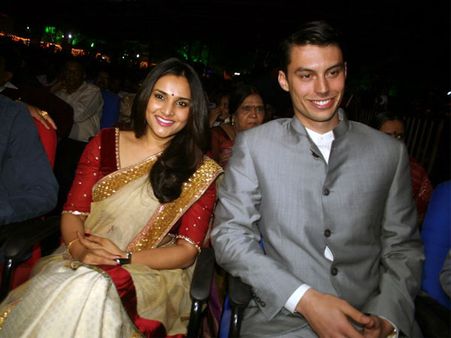 Ramya with beau Raphael at Sanju Weds Geetha 100 days event