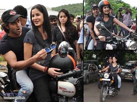 Katrina Kaif takes Hrithik Roshan on a bike ride!