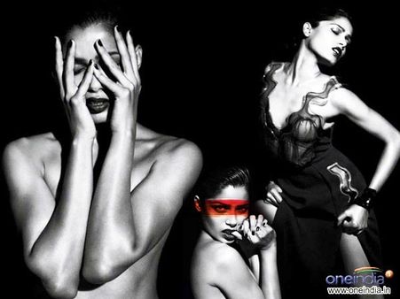 Freida Pinto posses topless for Interview mag