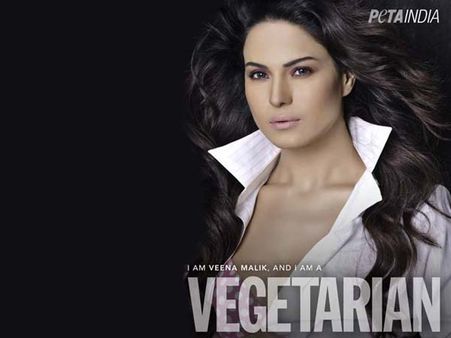 Veena Malik poses for PETA's pro-vegetarian ads
