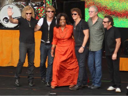 Oprah Winfrey grooves to Jon Bon Jovi’s tunes