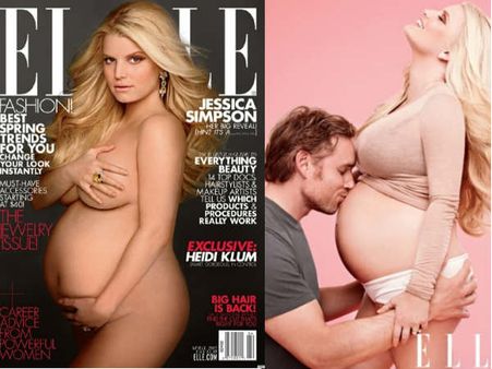 Pregnant Jessica Simpson gone nude for Elle cover