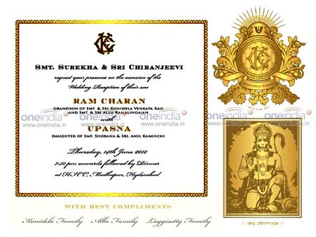 Picture: Ram Charan Teja's wedding invitation card hits the net