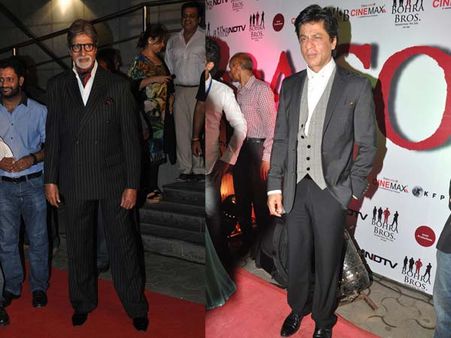 Picture: Dashing superstars Shahrukh Khan and Amitabh Bachchan at Chittagong premiere