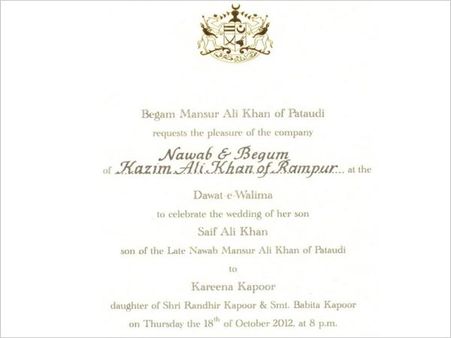 REVEALED: Saif Ali Khan, Kareena Kapoor's wedding card out!