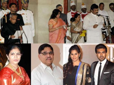 Allu Aravind, Cherry attend Chiranjeevi's oath taking