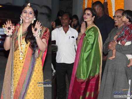 Pictures: Bollywood diva Rekha attends Vidya Balan's mehendi