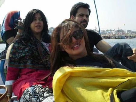 Pics: Ek Thi Daayan team- Emraan, Ekta, Huma visit Maha Kumbh mela