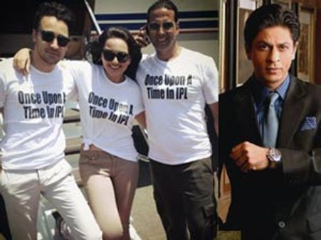 IPL 6: Shahrukh Khan gives a royal ignore to Akshay Kumar