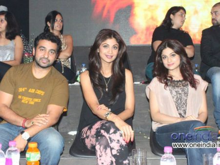 Shilpa Shetty With Husband At Super Fight League