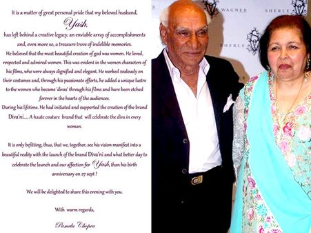 Late Yash Chopra's Wife Sends Out Special Invitation For Birthday Bash!