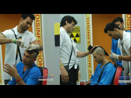 Bigg Boss 7: Apurva And Sangram Get Mohawk Hair-Cut From Asif And Armaan!