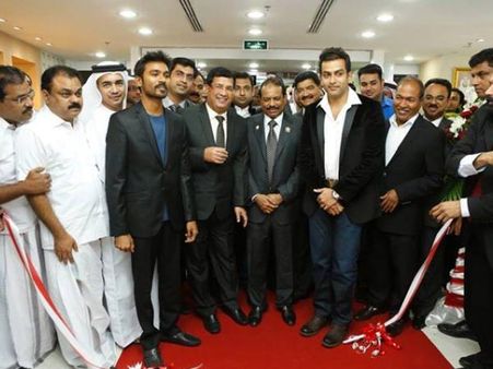 Pics: Prithviraj, Dhanush Inaugurate Kalyan Silks At Abu Dhabi