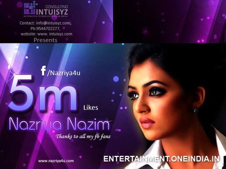 Nazriya Nazim Crosses 5 Million Facebook Likes!