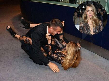 LOL! Cara Delevingne Fell At GQ Awards 2014