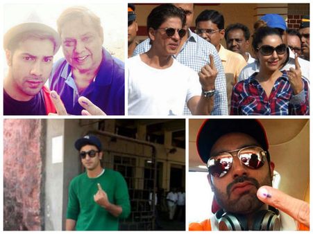 Pics: Bollywood Celebrities Cast Their Vote In Assembly Elections 2014