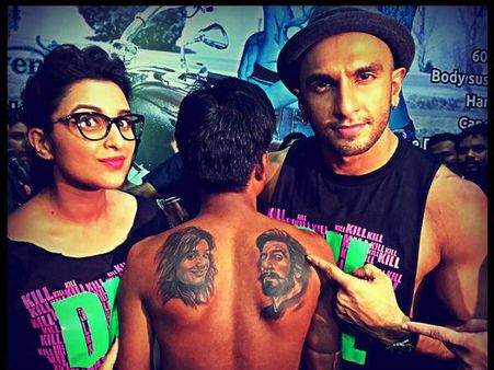 Pic: Crazy Fans Inks Tattoos Of Ranveer Singh And Parineeti Chopra