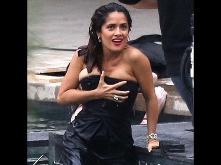 Salma Hayek Escapes Wardrobe Malfunction During Shoot