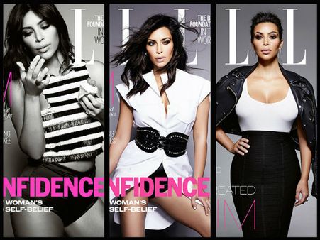 Kim Kardashian Shows Her Fab Figure On Elle UK's 3 Covers!