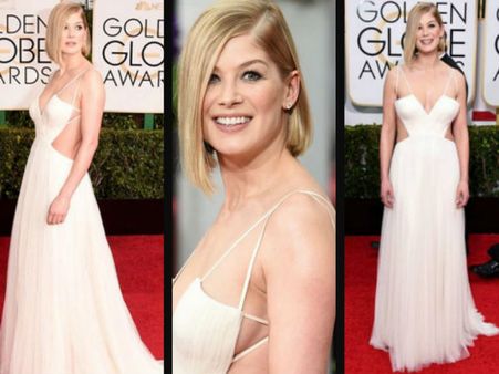 Rosamund Pike Shows Skin At Golden Globes 2015 Red Carpet