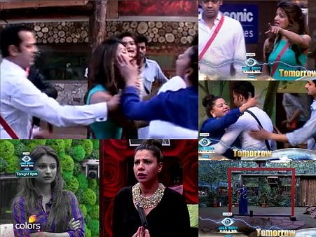 SHOCKER! Sambhavana Slapped Dimpy Mahajan On Bigg Boss 8! [PHOTOS]