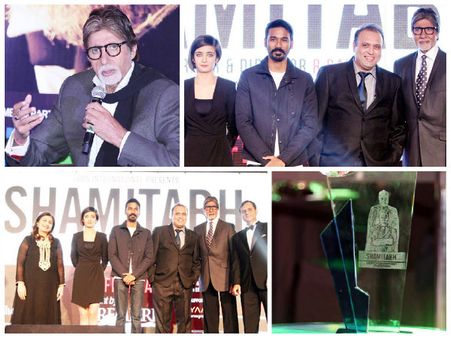 Pics: Amitabh, Dhanush, Akshara In Dubai For Shamitabh Promotions