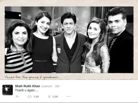 Shahrukh Khan Tweets Karan, Alia, Farah, Anushka Present During Fire!
