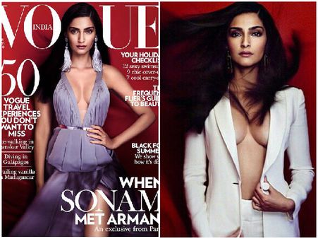Pics: Bold Sonam Kapoor Reveals Hot Cleavage For Vogue Shoot