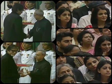 Pics: Amitabh Bachchan Conferred With Padma Vibhushan By Pranab Mukherjee