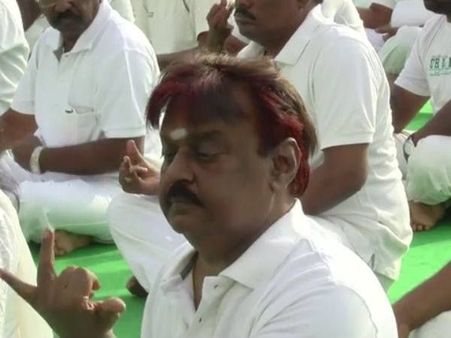 OMG: Captain Vijayakanth's Yoga Session Goes Wrong, Ridiculed By Fans Online!
