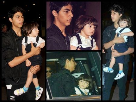 Aww Pics: Shahrukh's Son Aryan Holding AbRam In His Arms