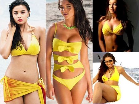 Alia, Jacqueline, Sunny Leone & Others Looking Sensual In Yellow Bikini