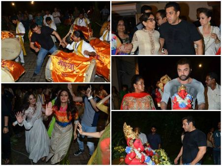 Pics Of Salman Khan Dancing On Dhol & Performing Pooja At Ganpati Visarjan