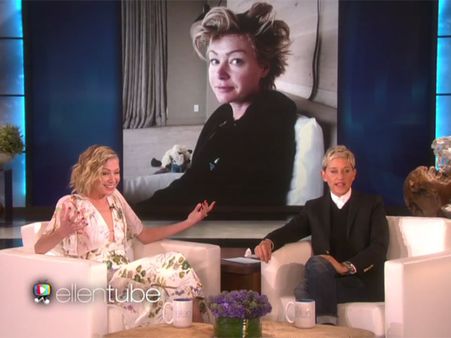 Ellen Shares Hilarious Pics of Wife Portia's Crazy Hair Days Sans Makeup!