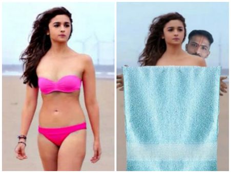 HILARIOUS PICS! When Alia Bhatt's Crazy Fan Put Towel On Her Bikini Body!