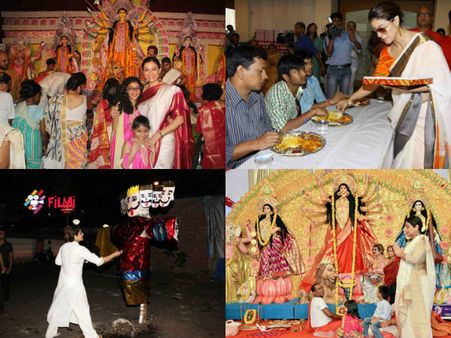 PICS! Kajol, Vidya Balan & Sushmita Sen Celebrated Durga Puja In The Most Beautiful Way!