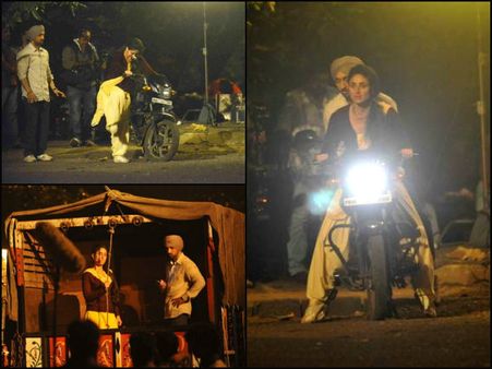 NEW PICS! Kareena Kapoor & Diljit Dosanjh Filming Bike Sequence On The Sets Of Udta Punjab!