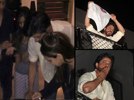 Pictures: Shahrukh Khan Celebrates His 50th Birthday With Gauri, Aryan, Suhana, AbRam And His Fans
