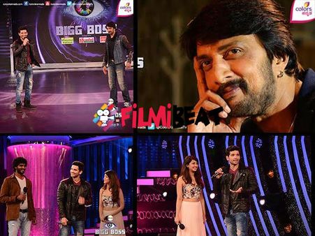 Bigg Boss 3: Diganth, Aindrita Ray And Chikkanna Promotes 'Sharp Shooter' With Sudeep