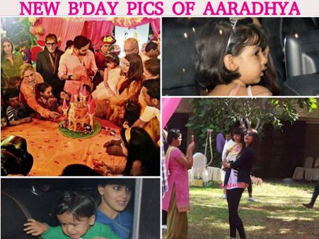NEW PICS! Aaradhya Bachchan Cutting Birthday Cake With Mommy Aishwarya & Daddy Abhishek!