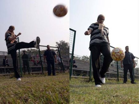 Pics! Amitabh Bachchan Playing Football Will Make You Feel Much Older