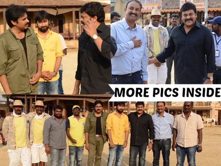 Megastar Chiranjeevi Meets Brother Powerstar Pawan Kalyan On The Sets Of Sardaar Gabbar Singh