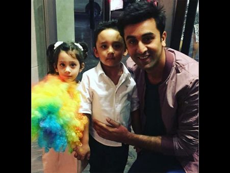 How Cute! Ranbir Kapoor Poses With Sanjay Dutt's Adorable Kids Shahraan & Iqra (See Picture)