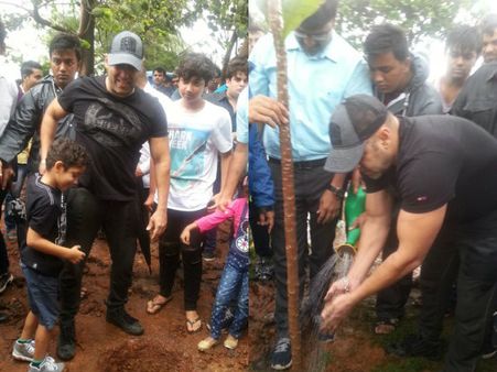 Pictures! Salman Khan Plants Trees At The Plantation Drive For BMC