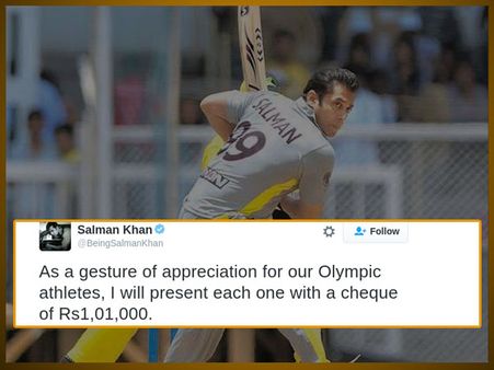 Salman Khan Is Being Human! Will Present 1 Lakh Rupees To Indian Olympic Athletes