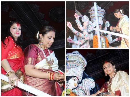 Yummy Mummy Of Bollywood! Adira's Mother Rani Mukerji Attends Durga Puja; Makes Jaws Drop In A Saree