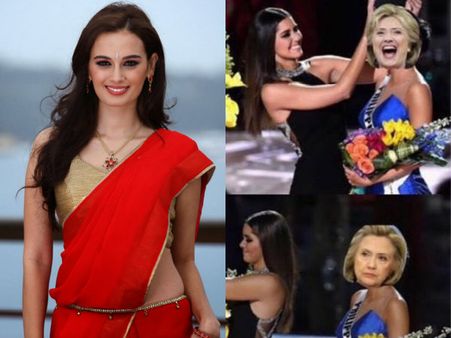 Evelyn Sharma Trolls Trump & Clinton In True Miss Universe Style!