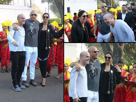 WOW PICS! Vin Diesel Arrives In India With Deepika Padukone; Gets A Warm Welcome In Bollywood Style