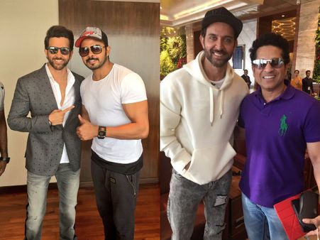 Fan Moment! Hrithik Roshan Meets Cricketing Legend Sachin Tendulkar & Sreesanth