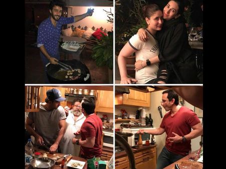 In Pictures: Ranbir Kapoor & Saif Ali Khan Flaunt Their Cooking Skills; Kareena & Karisma In Awe!